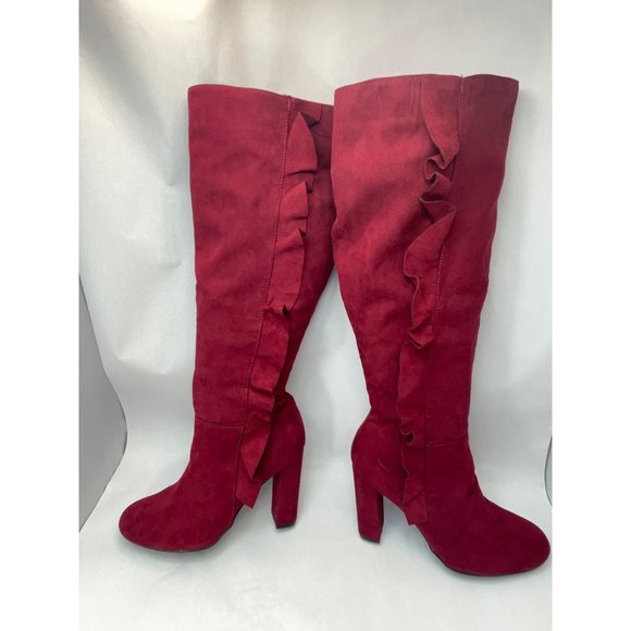 Journee Shoes - Journee Collection Vivian Women’s Red ruffled Boots size 9 Dressy pre-owned